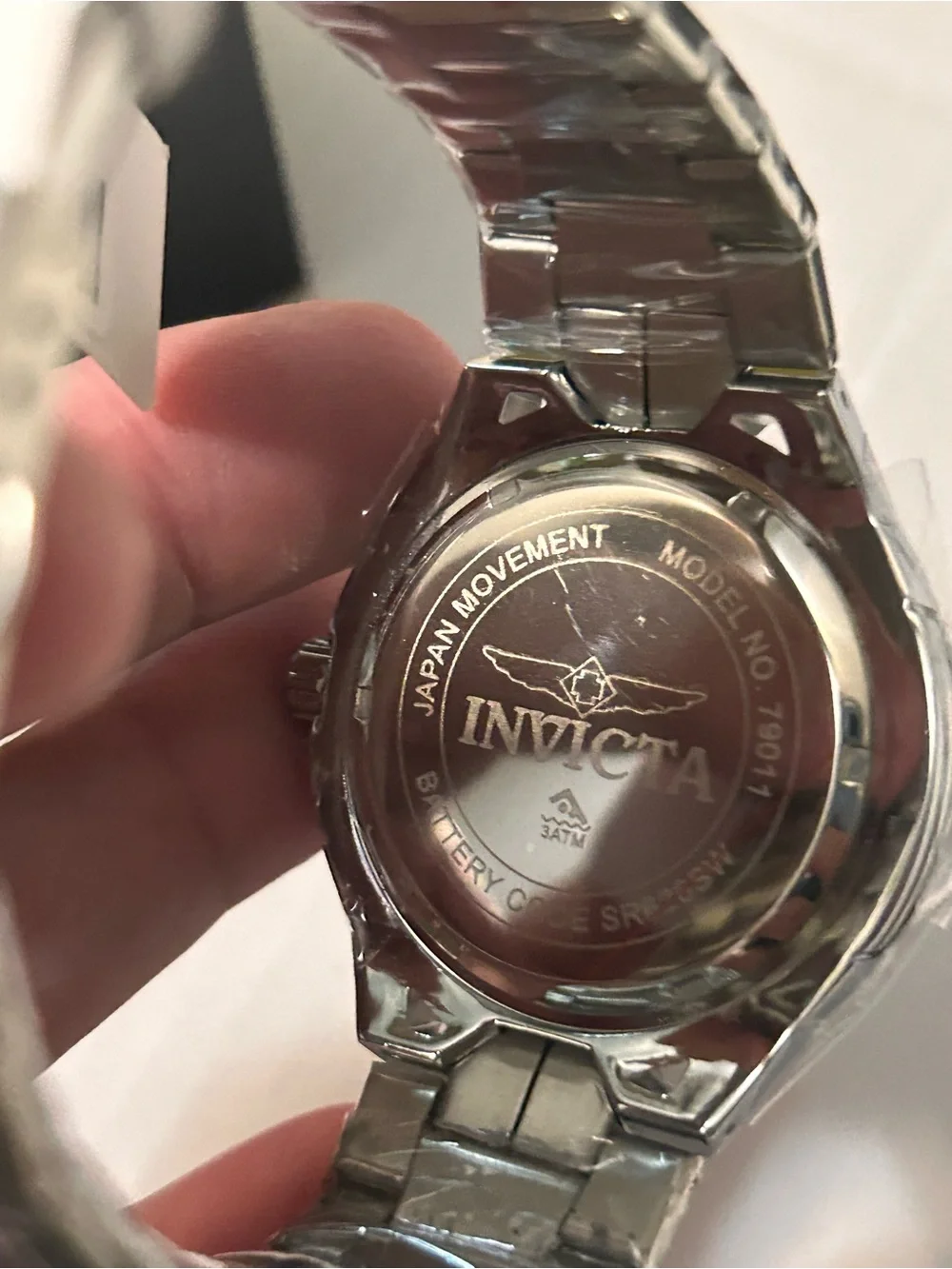 Invicta Silver Stainless Steel Skeleton Dial Watch with Yellow Box